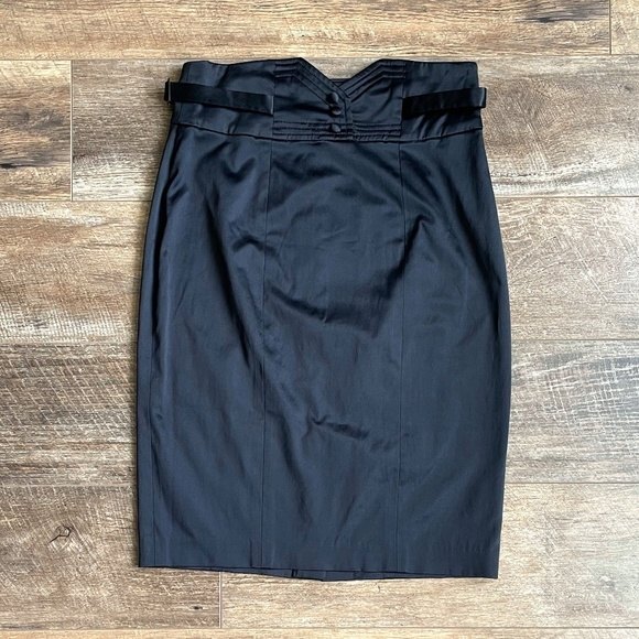 UO Silence + Noise Tux High Waisted Pencil Skirt Black 2 - Picture 1 of 9